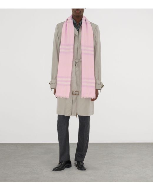 Burberry Pink Wool Wide Check Scarf