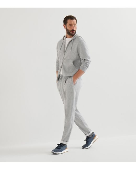 Brunello Cucinelli Blue Cotton-Blend Chiné-Knit Sneakers for men