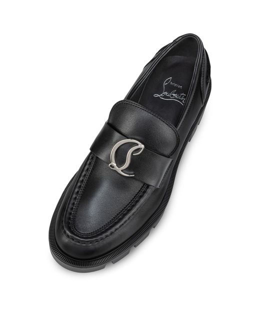 Christian Louboutin Black Cl Moc Lug Leather Loafers