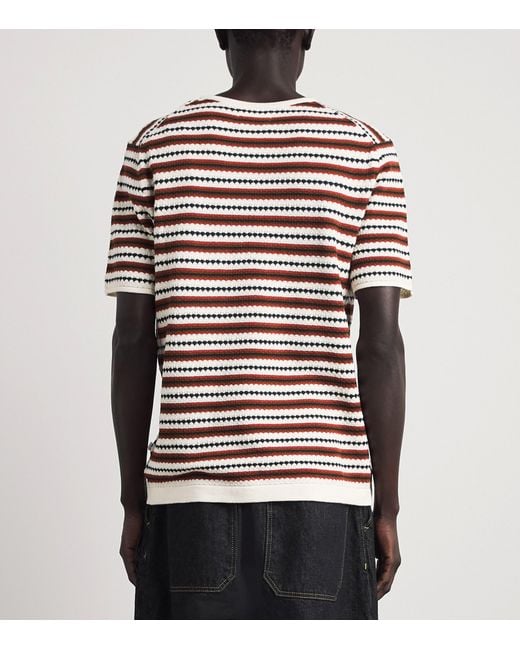 NN07 Red Organic Cotton Knit Stripe T-Shirt for men