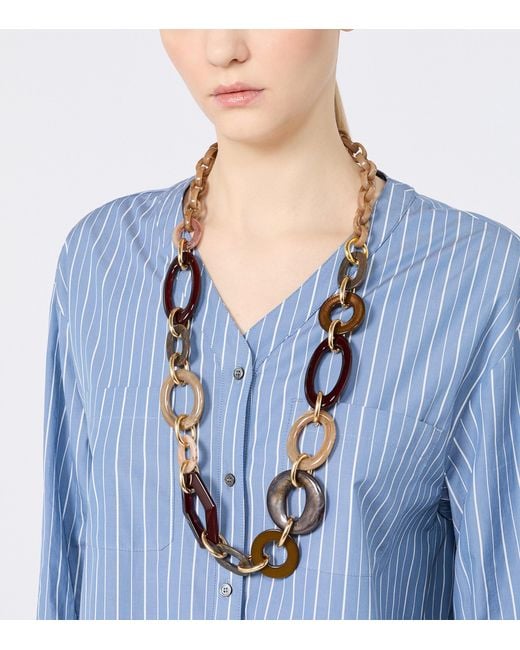 Max Mara White Beaded Necklace