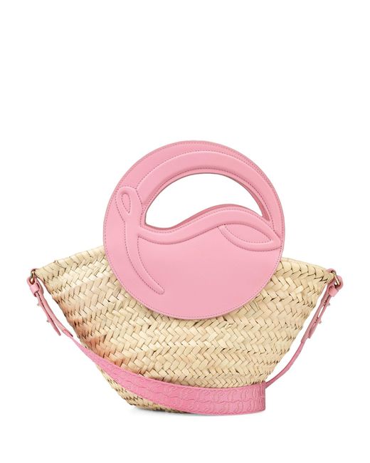 Christian Louboutin Pink Small Biloumoon Straw-leather Top-handle Bag