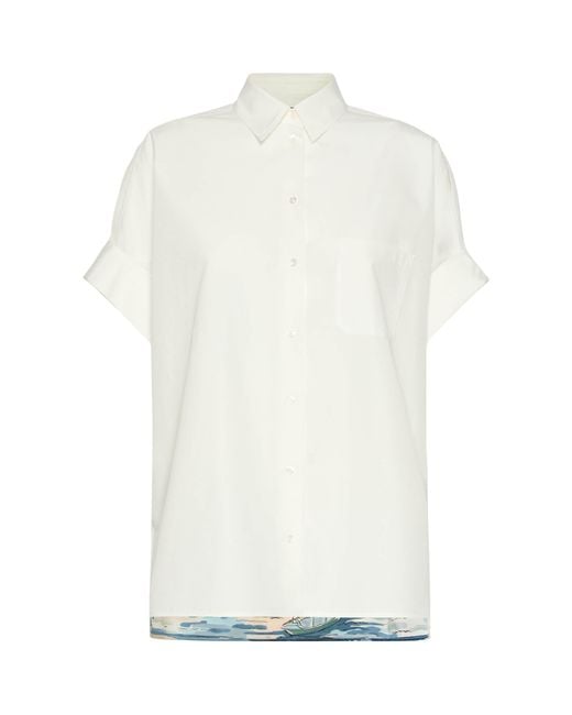 Weekend by Maxmara White Cotton-Silk Printed Shirt