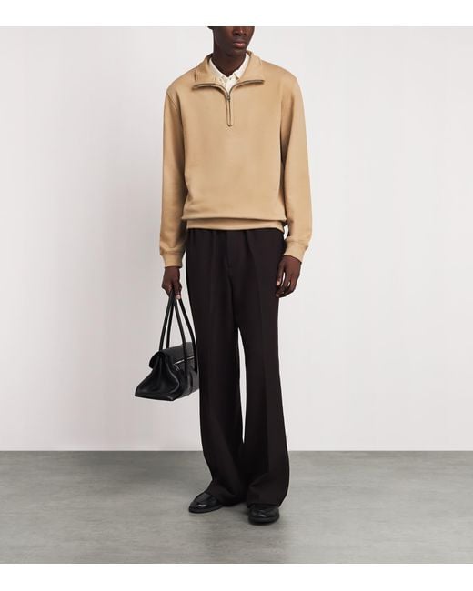 Sandro Natural Cotton Half-Zip Sweatshirt for men
