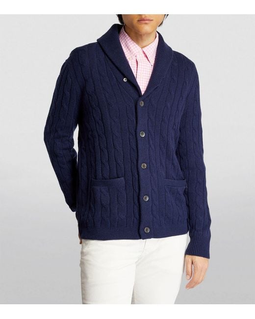 Polo Ralph Lauren Blue Cashmere Shawl Collar Cardigan for men