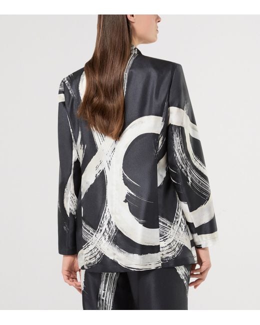 Marina Rinaldi Black Silk Printed Blazer