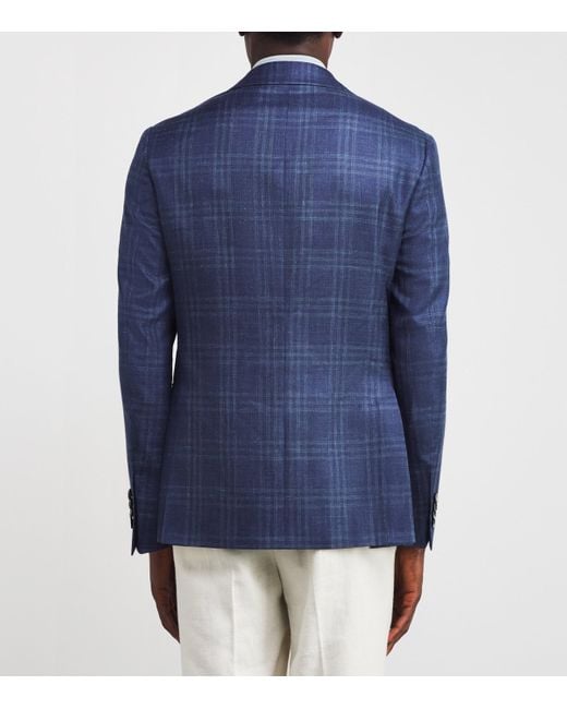 Canali Blue Wool-Silk-Linen Kei Blazer for men