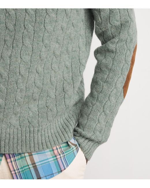 Polo Ralph Lauren Green Wool-Blend Elbow-Patch Sweater for men