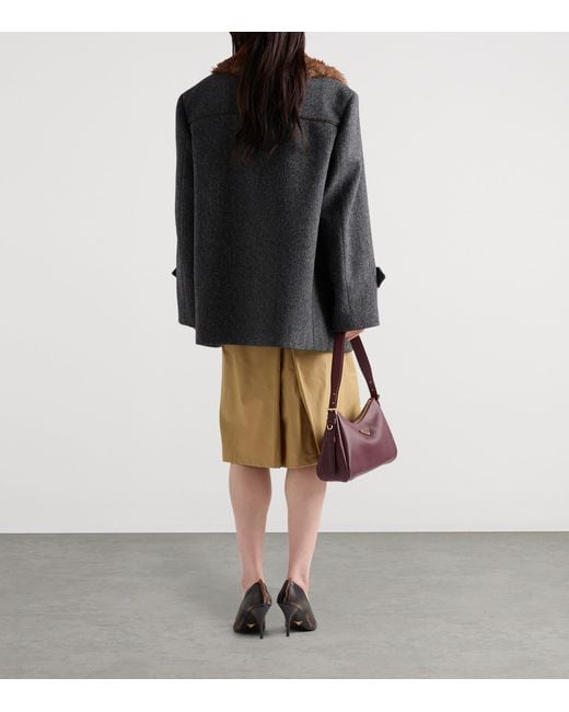 Prada Natural Technical Pleated Midi Skirt