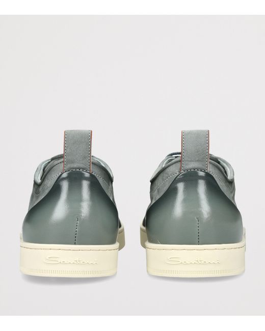 Santoni Green Leather Montecarlo Sneakers for men