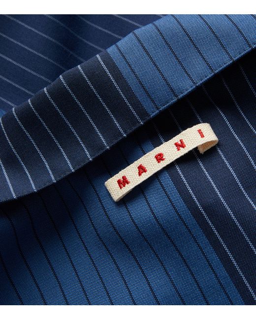 Marni Blue Wool Pinstriped Bowling Shirt for men