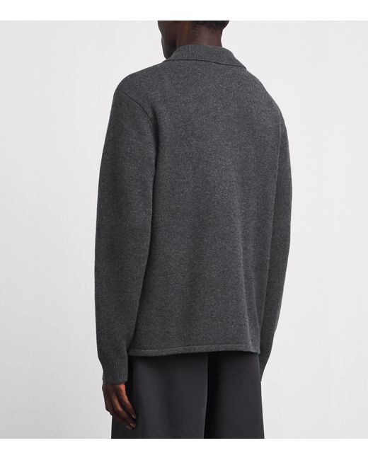 FRAME Gray Wool Collar Cardigan for men