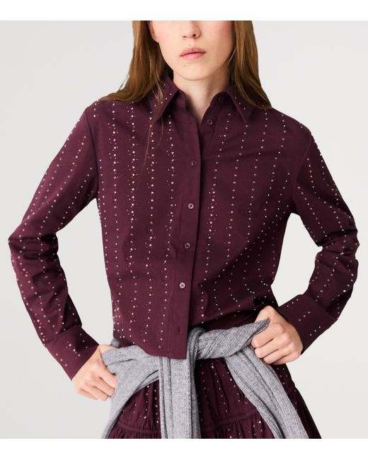 Maje Purple Embellished Stripe Shirt