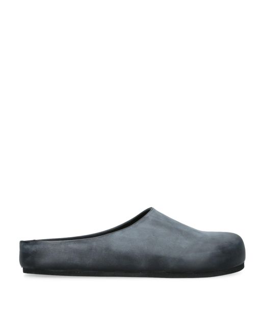 Represent Blue Leather Distressed Mules for men
