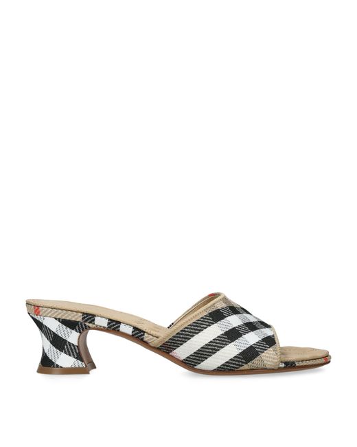 Burberry White Check Sloane Mules 45