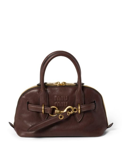 Miu Miu Brown Nappa Leather Aventure Top-Handle Bag