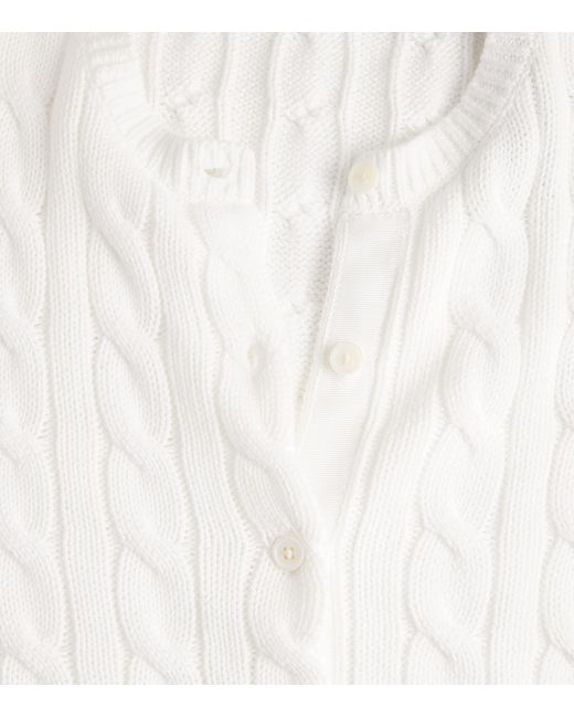 Polo Ralph Lauren White Cotton Cable-Knit Cardigan