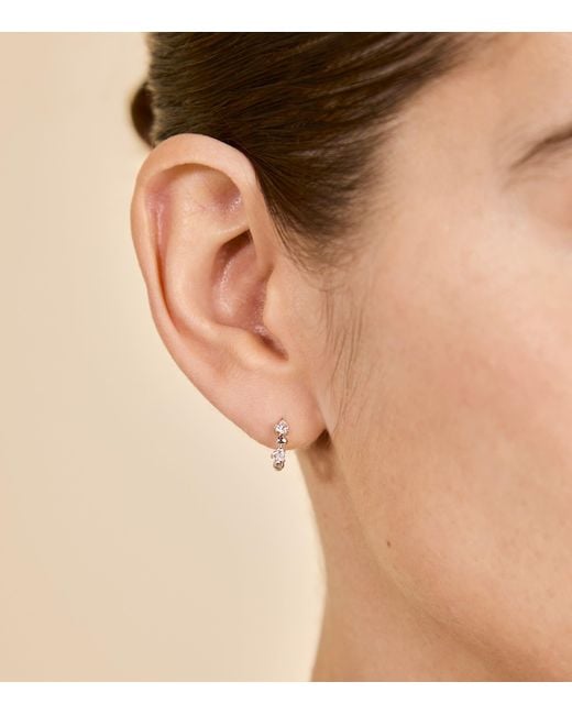 Astrid & Miyu White Rhodium-Plated Heart Cluster Single Hoop Earring