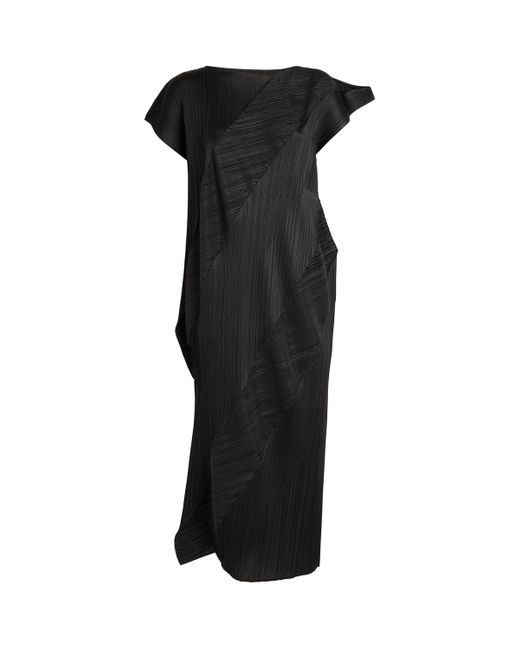 Pleats Please Issey Miyake Black Kombu Midi Dress