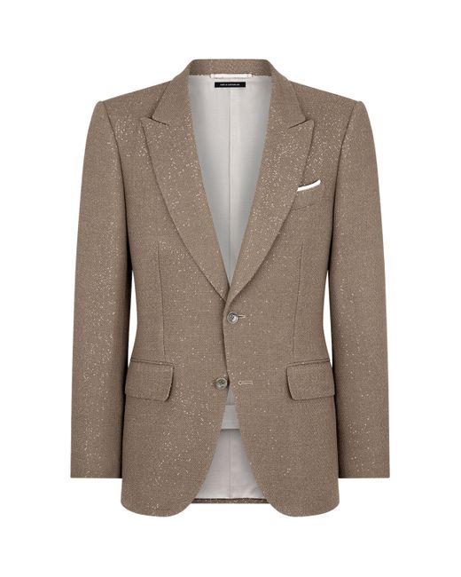 Tom Ford Brown Virgin Wool-Blend Sequinned Blazer for men