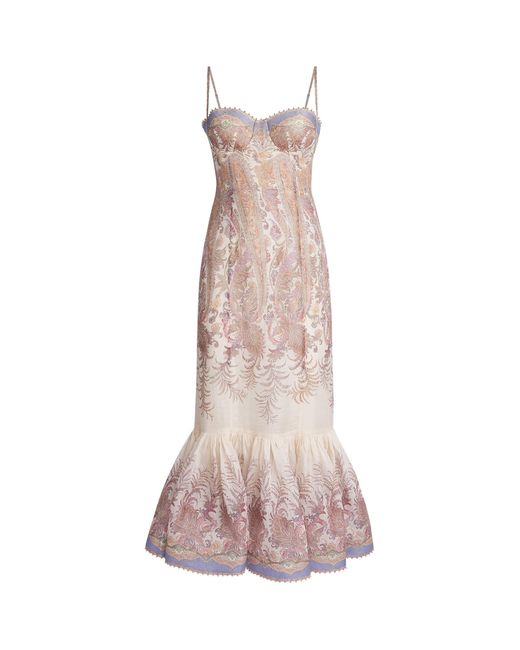 Zimmermann Pink Linen-Silk Alchemy Gown