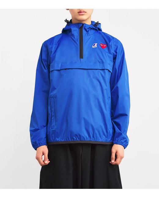 COMME DES GARÇONS PLAY Blue X K-Way Nylon Water-Resistant Half-Zip Jacket for men