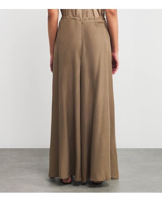 MAX&Co. Brown Silk Shades Of Nature Wide-Leg Trousers