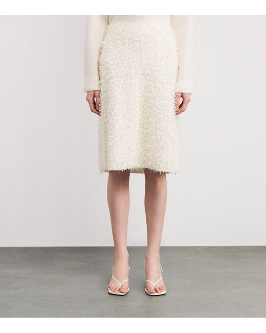 Vince White Fringe Knee-Length Skirt