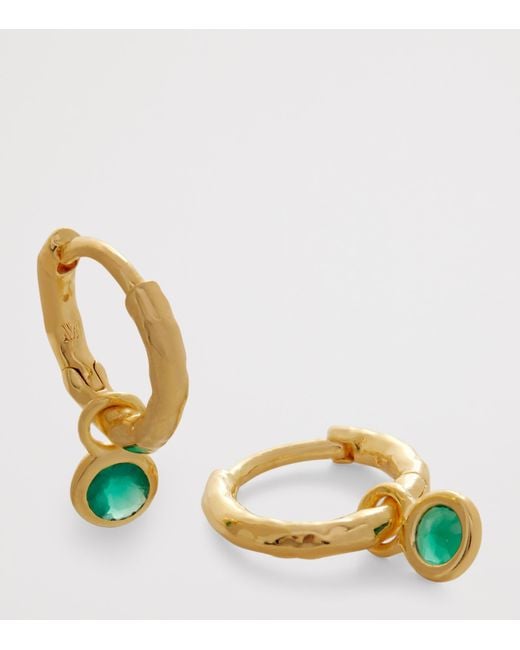 Monica Vinader Metallic Mini Vermeil And Onyx Gemstone Huggie Earrings