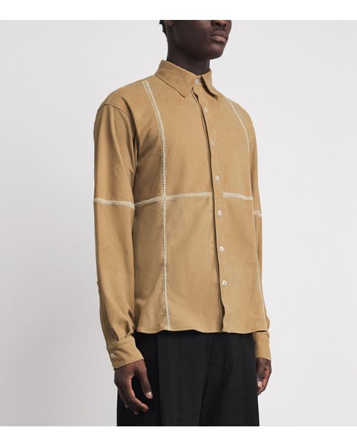 Kartik Research Natural Suede Contrast-Stitch Shirt for men