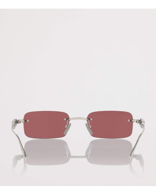 Gucci Pink Metal Rectangular Sunglasses for men