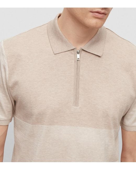 Boss White Cotton-Silk Polo Shirt for men