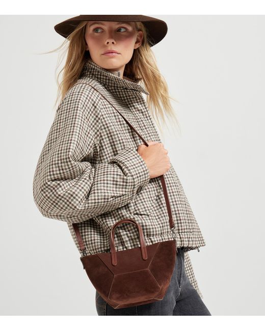 Brunello Cucinelli Brown Mini Suede Bc Duo Tote Bag