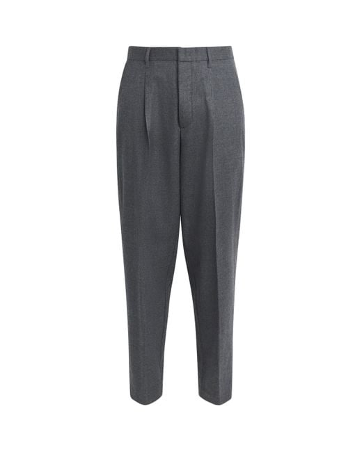 Emporio Armani Gray Stretch-Virgin Wool Trousers for men