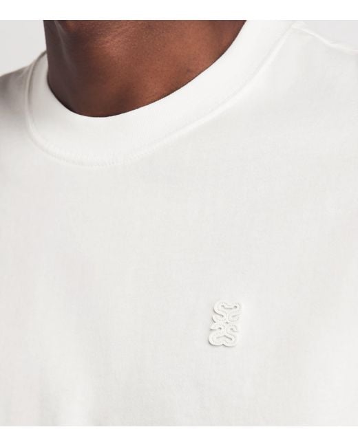 Sandro White Cotton Logo-Patch T-Shirt for men