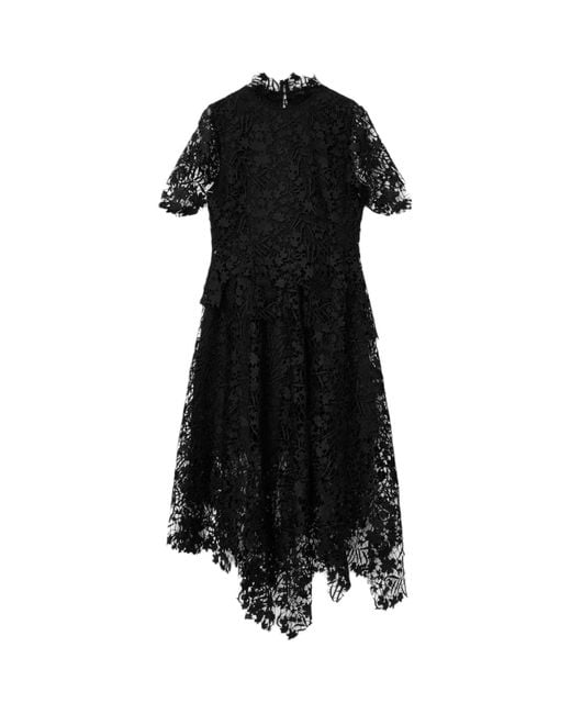 AllSaints Black Lace Saege Midi Dress
