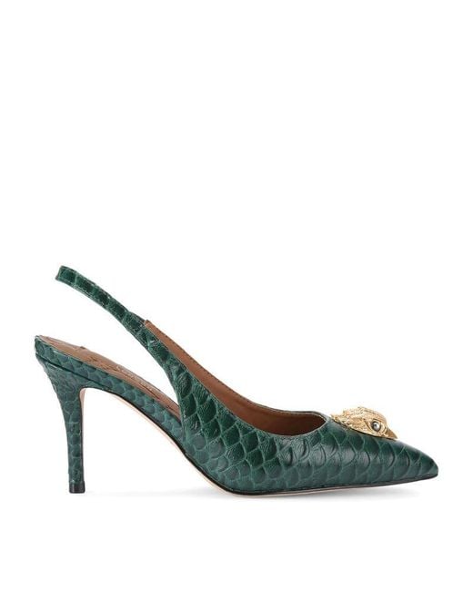 Kurt Geiger Green Snake-Effect Jewelled Slingback Pumps