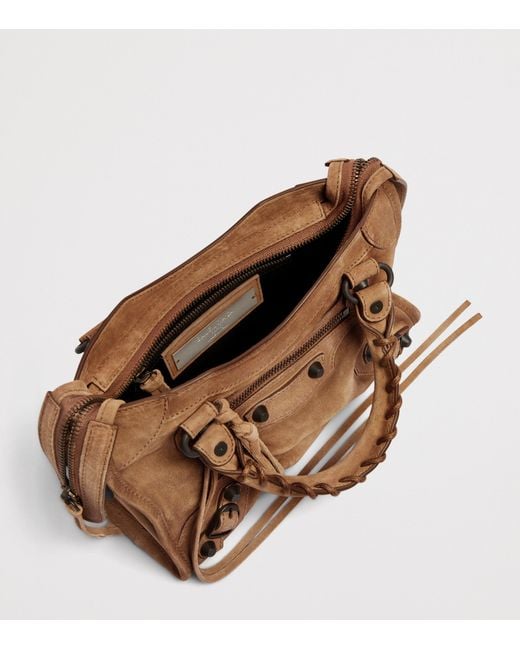Balenciaga Brown Mini Waxed Suede Le City Top-Handle Bag