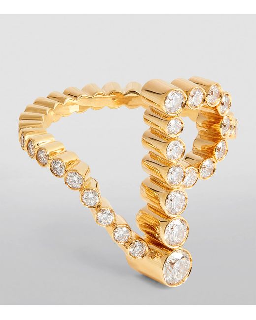 Sophie Bille Brahe Metallic And Diamond Ensemble 'P' Ring