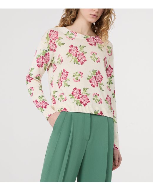 Weekend by Maxmara White Cotton Floral Sweater