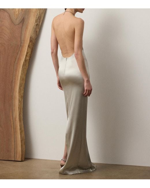 Ralph Lauren White Stretch-Satin Corra Maxi Dress