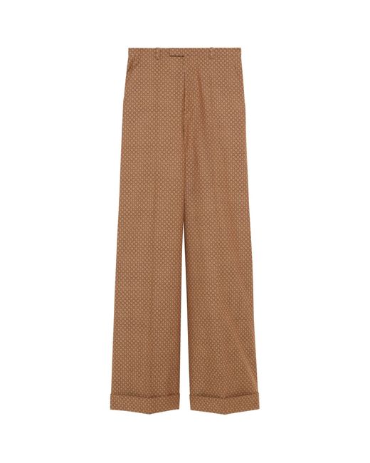 Gucci Brown Wool-blend Square G Trousers