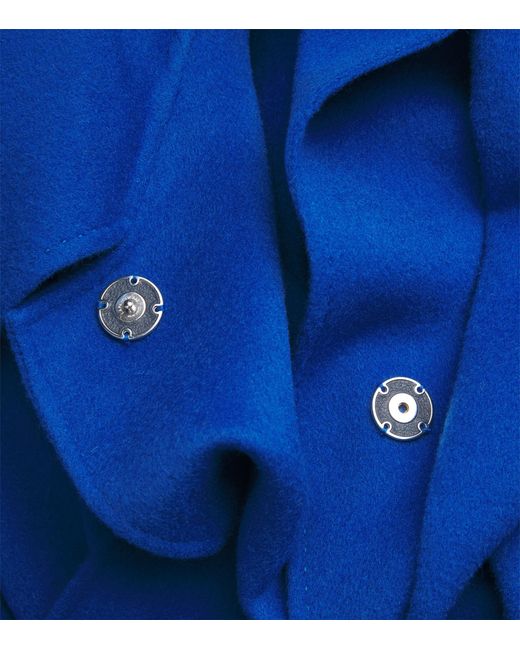Lafayette 148 New York Blue Wool-Cashmere Detachable Cape Coat