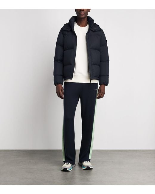 Stone Island Blue Ripstop Down-Padded Coat for men