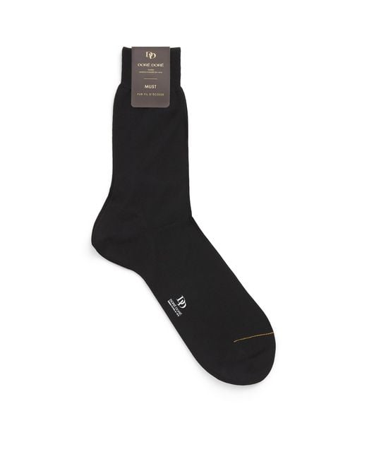 Doré Doré Black Soft Knit Cotton Logo Socks for men