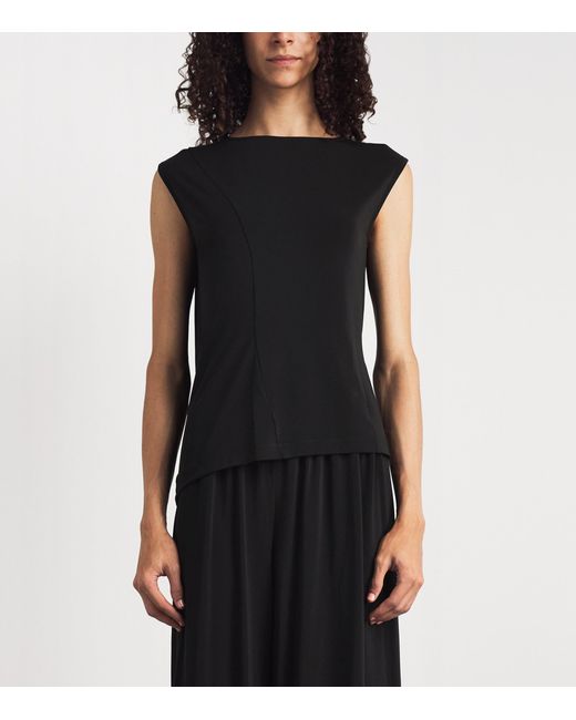 Issey Miyake Black Drape Jersey Sleeveless Blouse