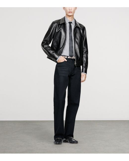 Tom Ford Black Short Leather Jacket for men