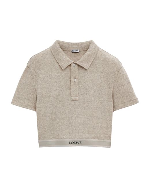 Loewe Natural Cotton-Blend Cropped Polo Shirt