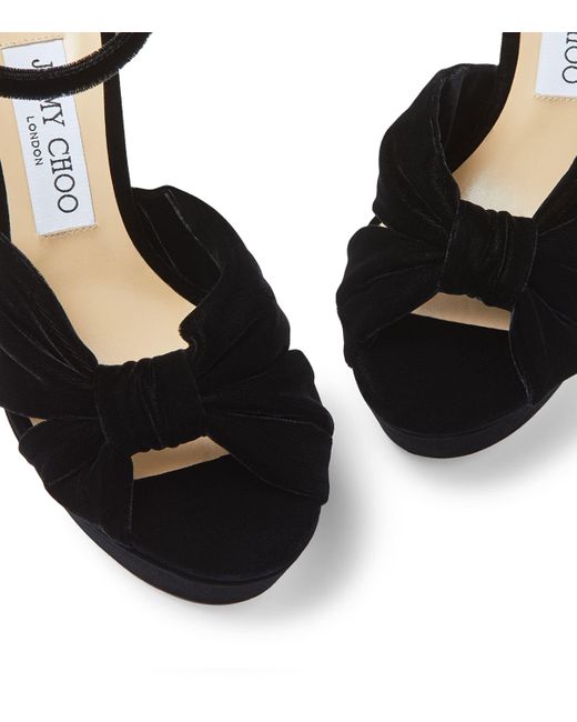 Jimmy Choo Black Heloise 120 Velvet Platform Sandals