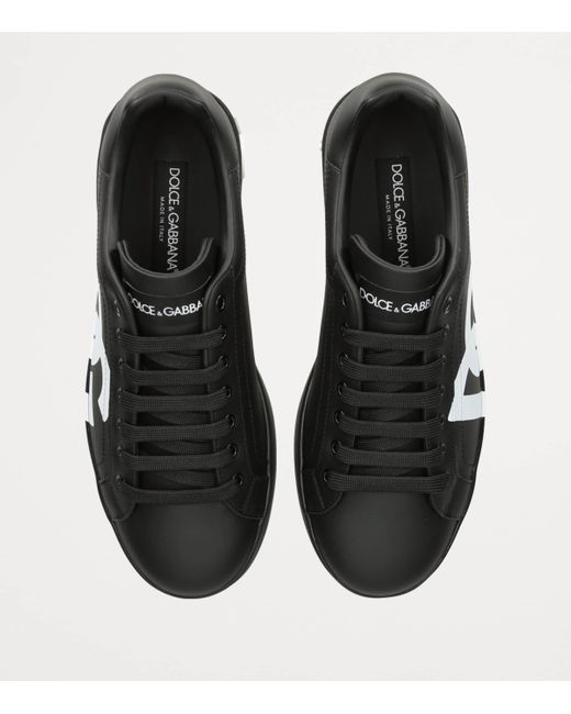 Dolce & Gabbana Black Leather Dg Mono Sneakers for men